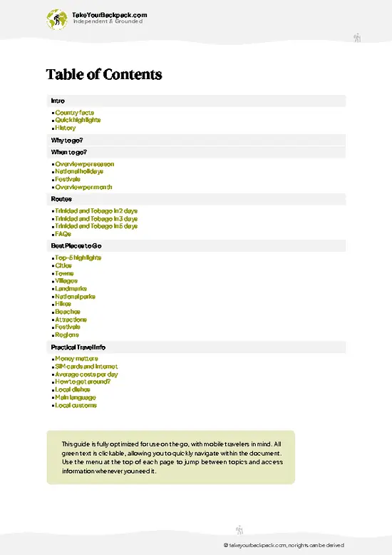 example page 2 from our offline Travel Guide for Trinidad and Tobago